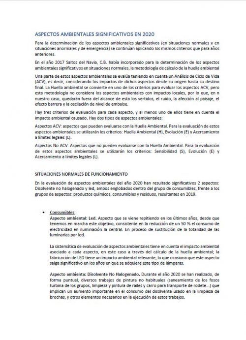 DESEMPEÑO AMBIENTAL AÑO 2020