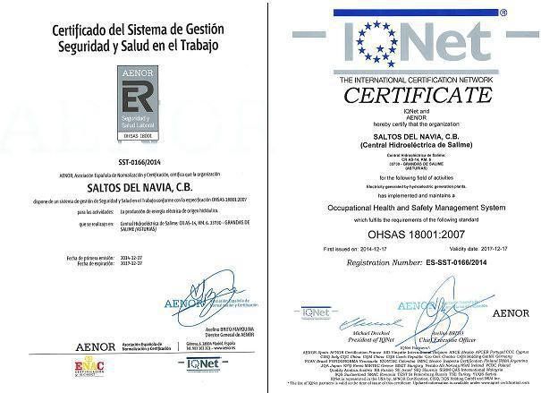 la central hidroelectrica de salime obtiene la certificacion ohsas